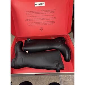 Hunter Womens Black Rubber Rain BOOTS Original Tall 9 Med Wft1000rma